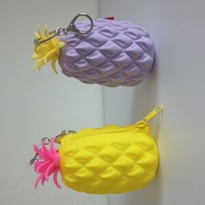 Cute Pineapple Zip-Up Storage Rubber Keychains!!
